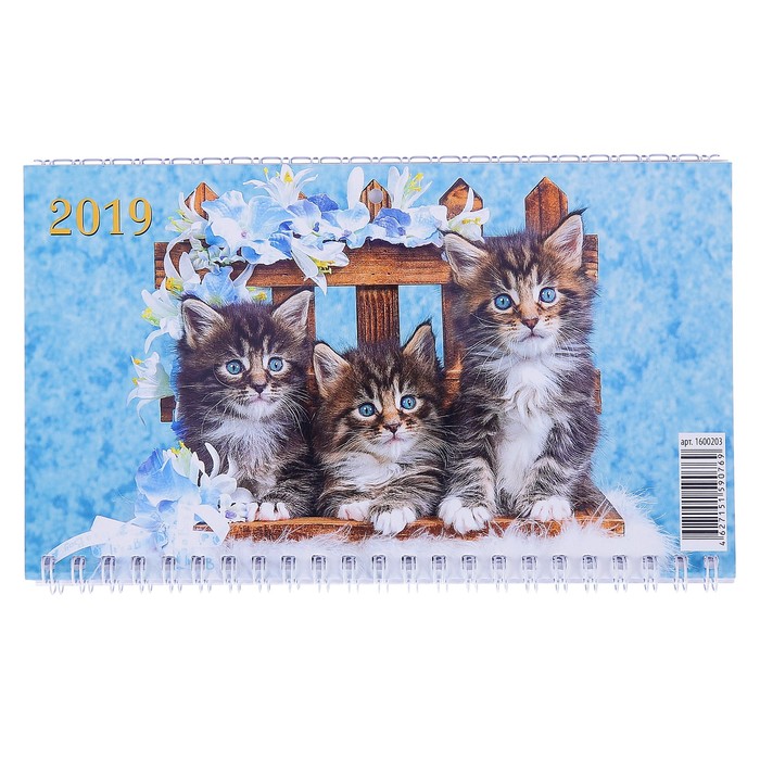 Календарь квартальный, трио "Котята - 2" 2019 год, 20х47см