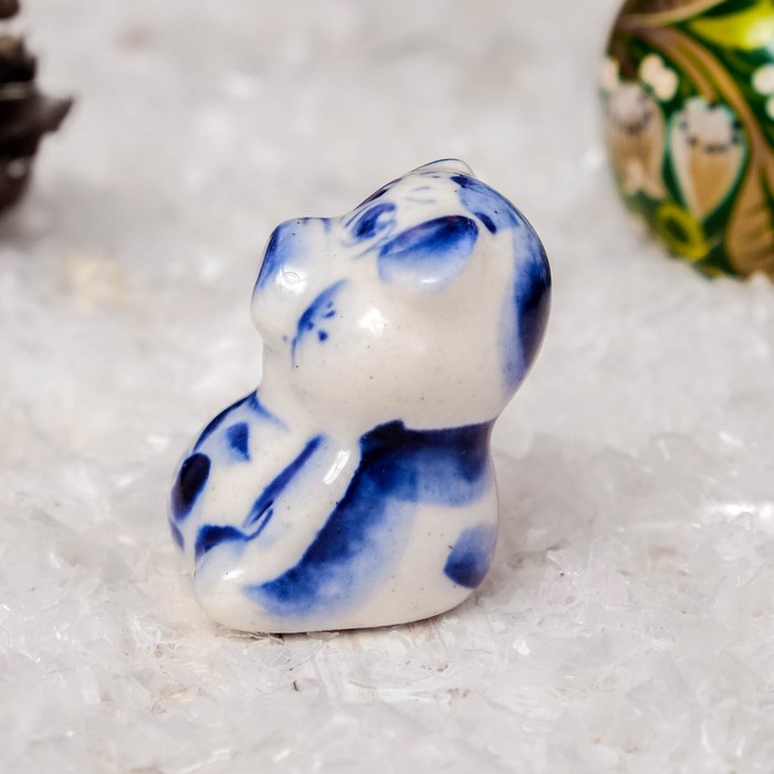 Сувенир «Поросёнок Носик», 3,5 см, гжель