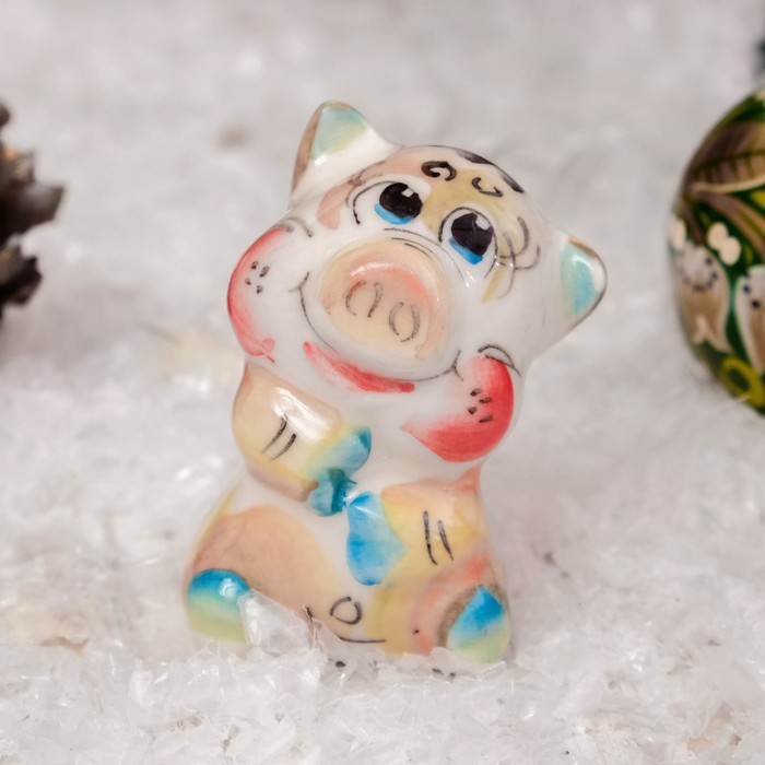 Сувенир «Свинка Хлоя», 5 см, гжель