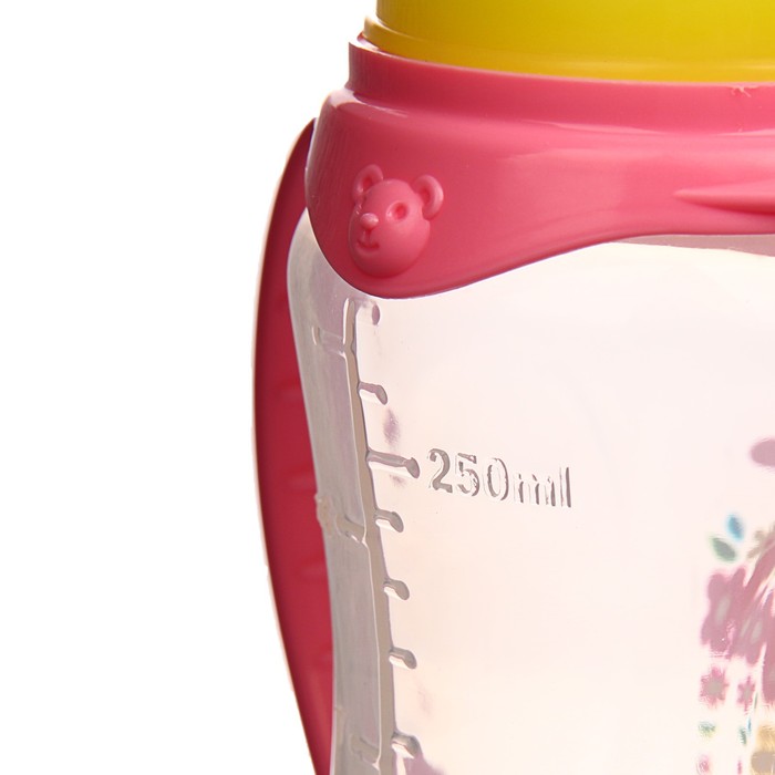 Бутылочка для кормления «Малышка» детская приталенная, с ручками, 250 мл, от 0 мес., цвет розовый