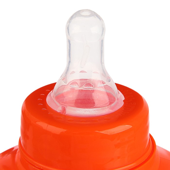 Бутылочка для кормления «Львёнок Лео» детская приталенная, с ручками, 250 мл, от 0 мес., цвет оранжевый