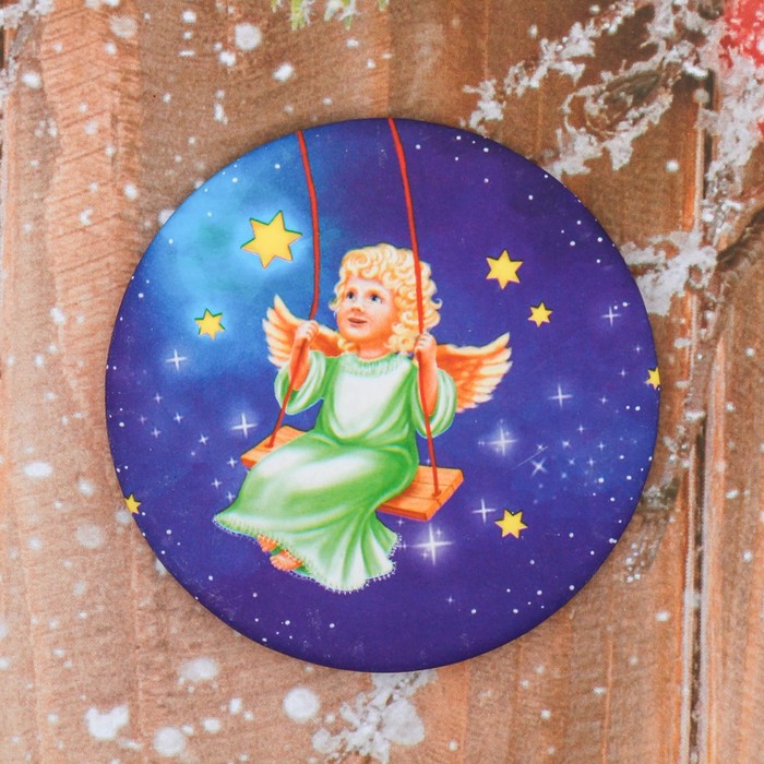 Зеркало в конверте «Ангел на качели», 7 х 7,8 см