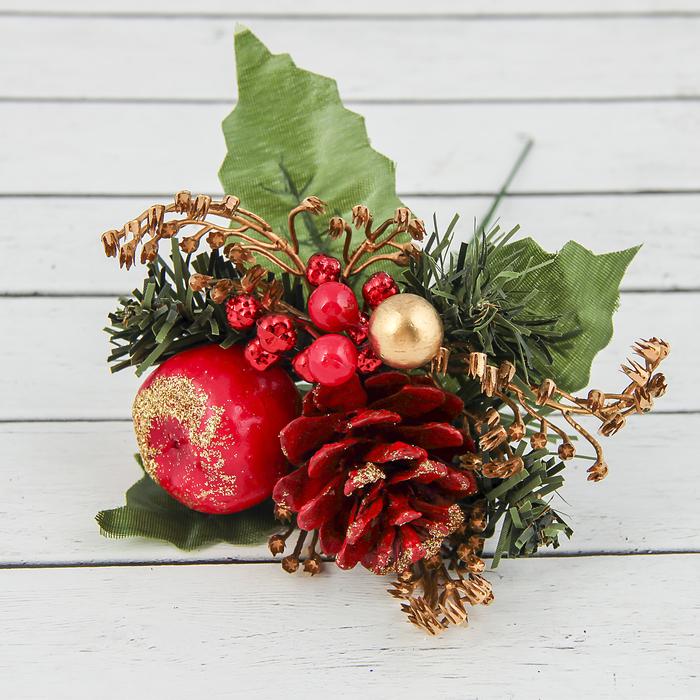 Декор "Зимний сон" шишка и яблочко 10*10 см