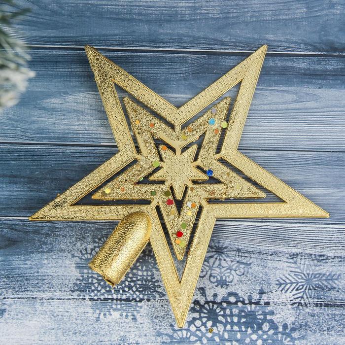 Наконечник "Звезда" блёстки 15*14,5 см, золото