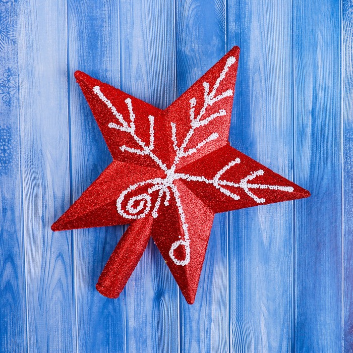 Наконечник "Звезда" белые узоры 18*20 см, красный