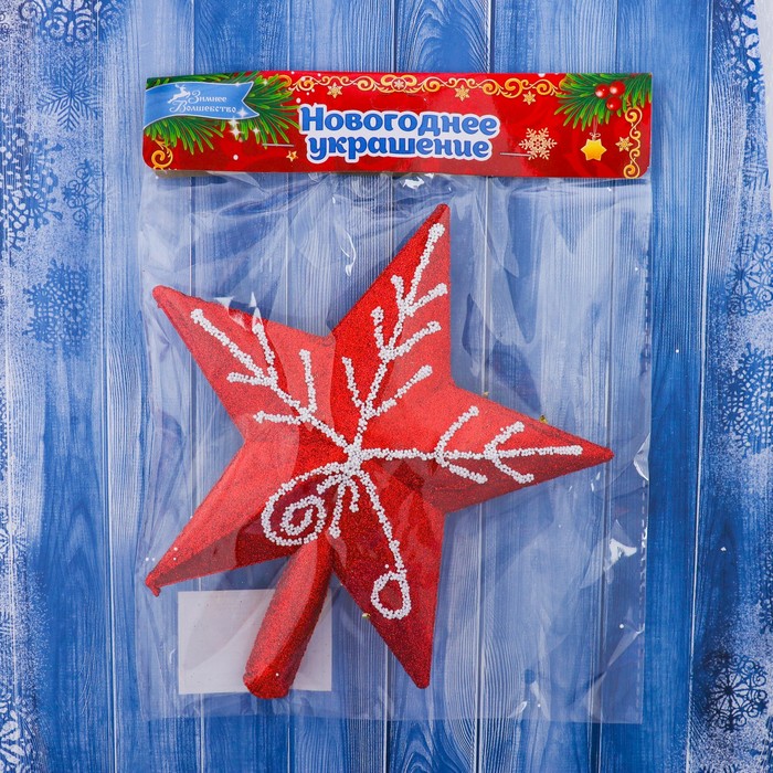 Наконечник "Звезда" белые узоры 18*20 см, красный