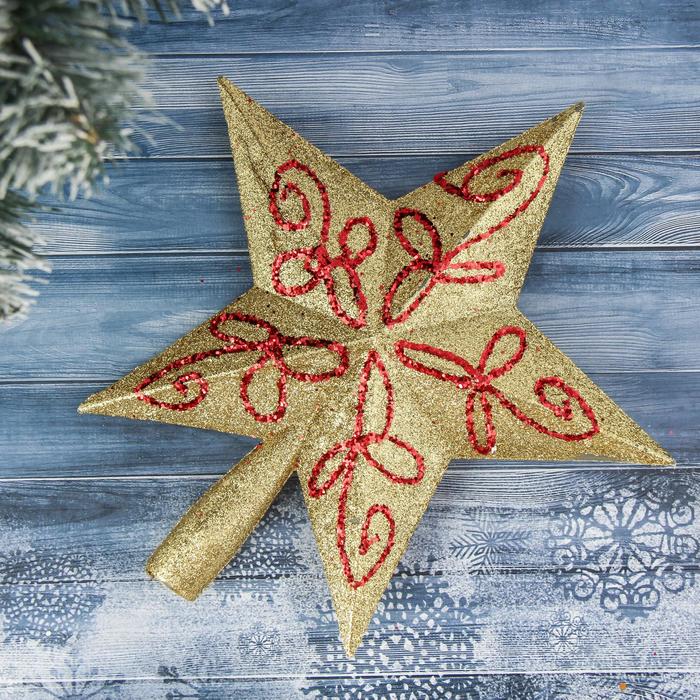 Наконечник "Звезда" красные узоры 22*23 см, золото