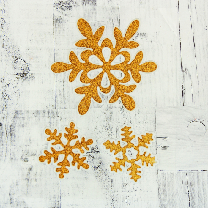 Наклейка на стекло "Снежинки" 13 см, 7 см, жёлтый