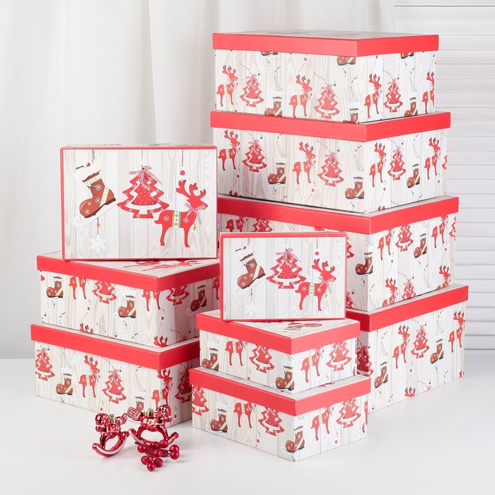 Набор коробок 10в1, 37,5 х 29 х 16 - 19 х 13 х 7,5 см