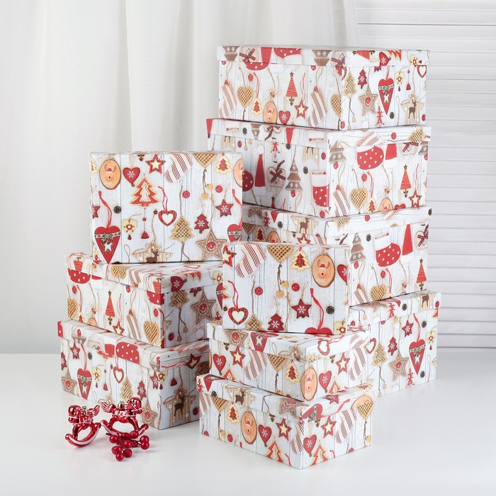 Набор коробок 10в1, 37,5 х 29 х 16 - 19 х 13 х 7,5 см