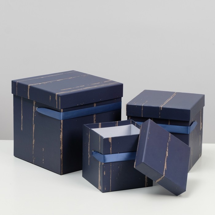 Набор коробок 3в1, синий, 13 х 13 х 13 - 20 х 20 х 20 см