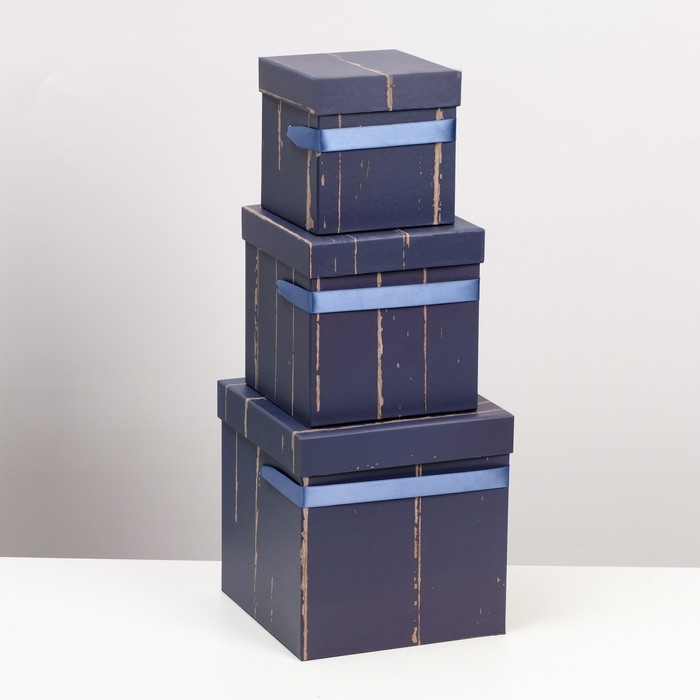 Набор коробок 3в1, синий, 13 х 13 х 13 - 20 х 20 х 20 см