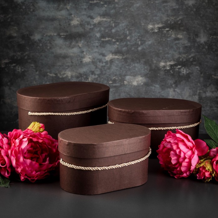 Набор коробок 3в1, шоколадный, 28 х 18 х 14,3 - 21 х 12,5 х 11 см
