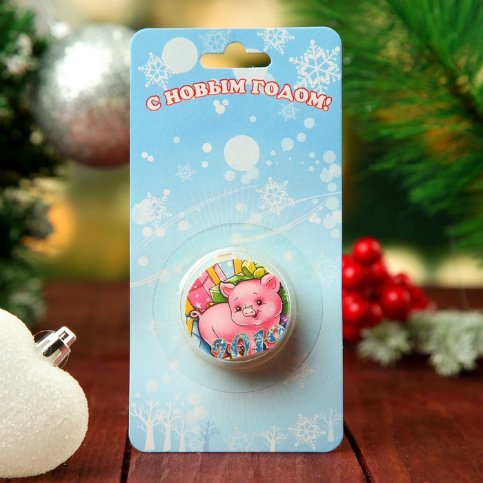 Свеча-медальон "Поросёнок" 4х4см, Символ года 2019