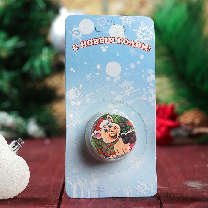 Свеча-медальон "Поросёнок в колпачке" 4х4см, Символ года 2019