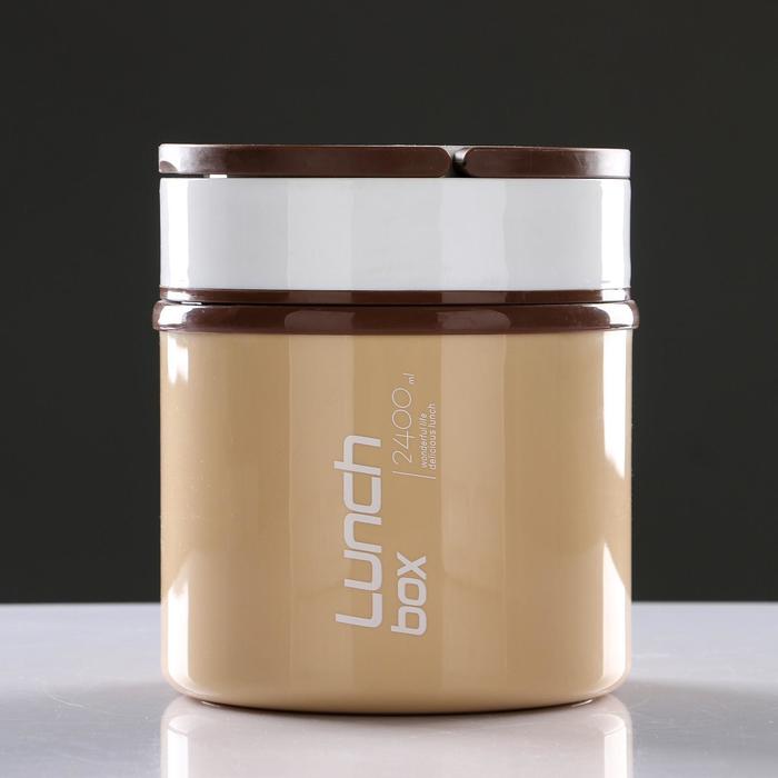 Ланч-бокс «Lunch box», 2,4л, 2 тарелка, микс 16*19