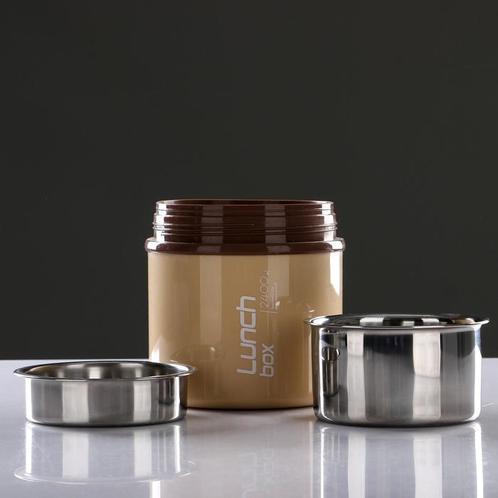 Ланч-бокс «Lunch box», 2,4л, 2 тарелка, микс 16*19