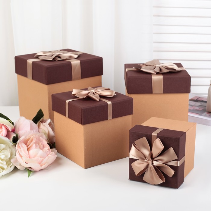 Набор коробок 4в1, 17 х 17 х 17,5 - 10,5 х 10,5 х 11,5 см