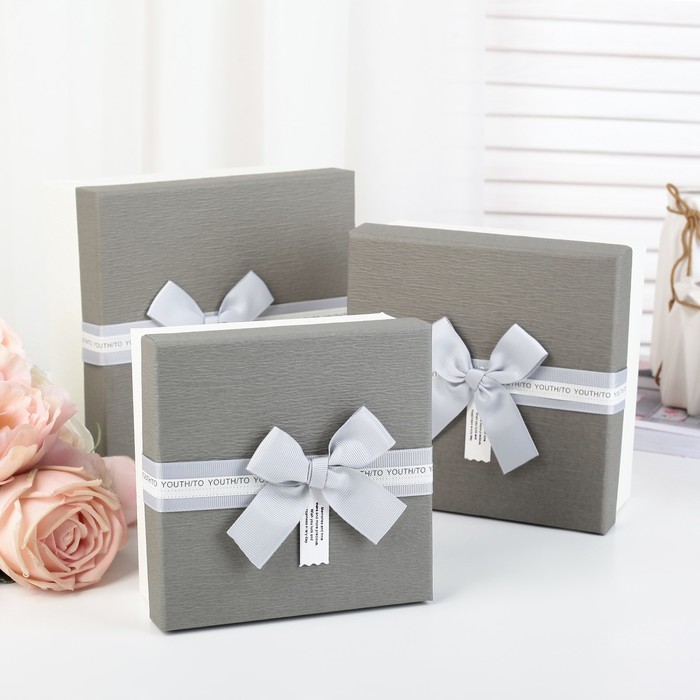 Набор коробок 3в1, 19,5 х 19,5 х 9,5 - 15,5 х 15,5 х 6,5 см