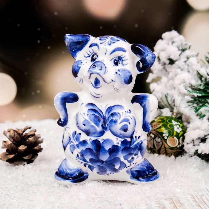 Сувенир «Свинка Любава», 11,5 см, гжель