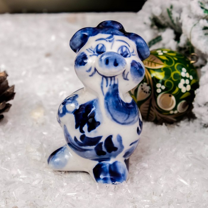 Сувенир «Поросёнок Тим», 7 см, гжель