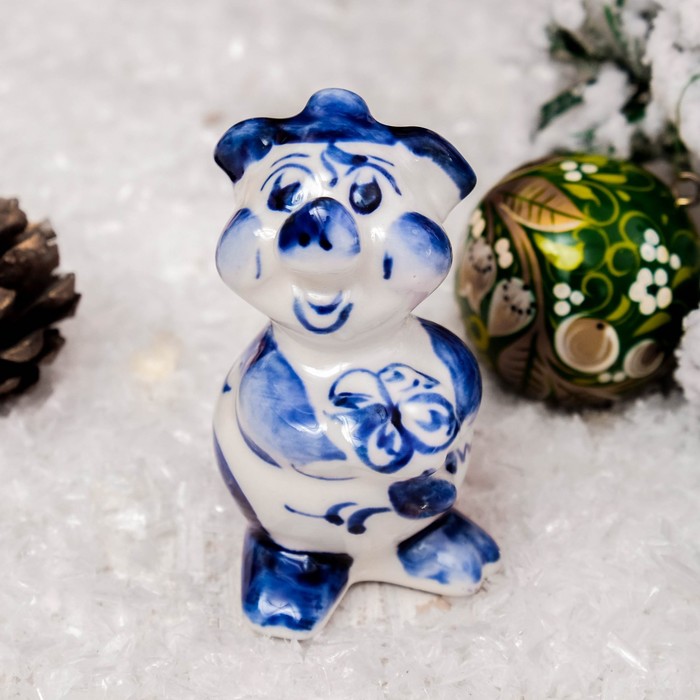 Сувенир «Поросёнок Тим», 7 см, гжель