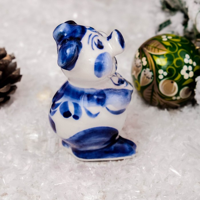Сувенир «Поросёнок Тим», 7 см, гжель