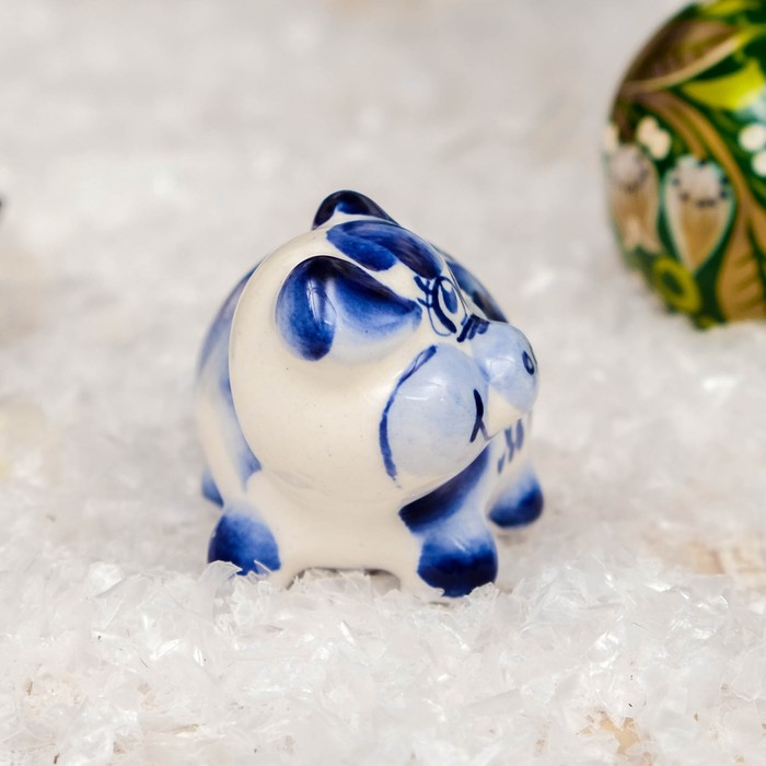 Сувенир «Поросёнок Вася», 3,5 см, гжель