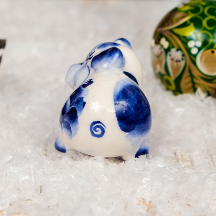 Сувенир «Поросёнок Вася», 3,5 см, гжель