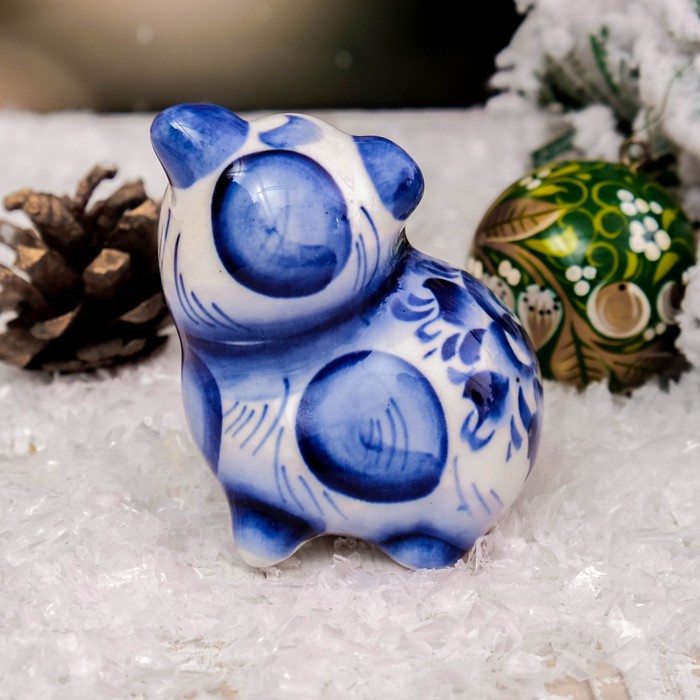 Сувенир «Свинка Фрося», 7 см, гжель