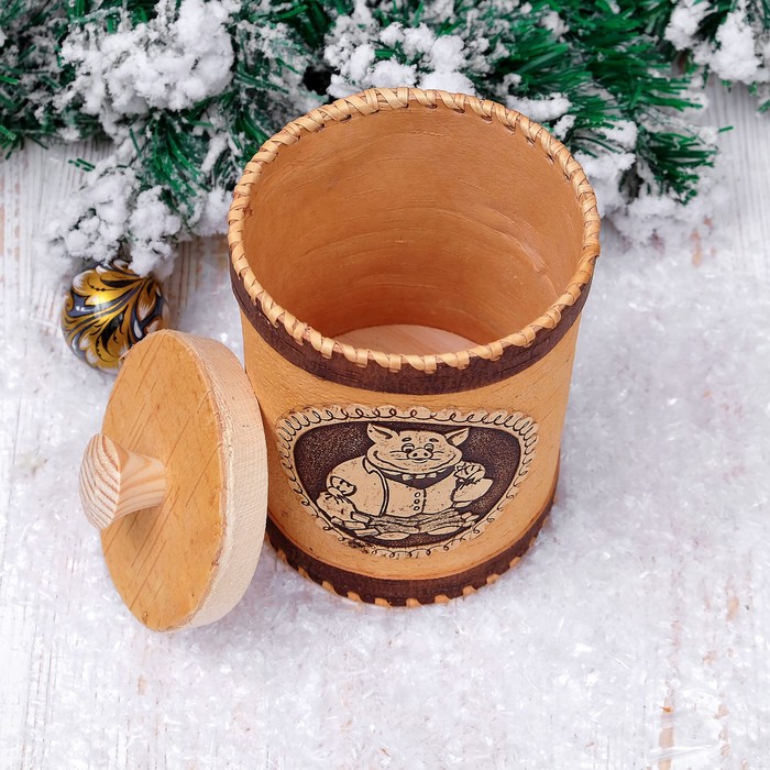 Туес «К деньгам», 10×10×16 см, береста