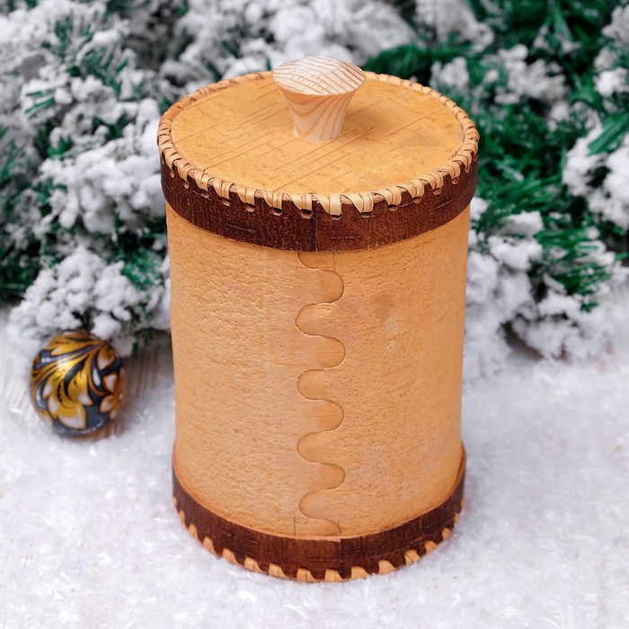 Туес «К деньгам», 10×10×16 см, береста