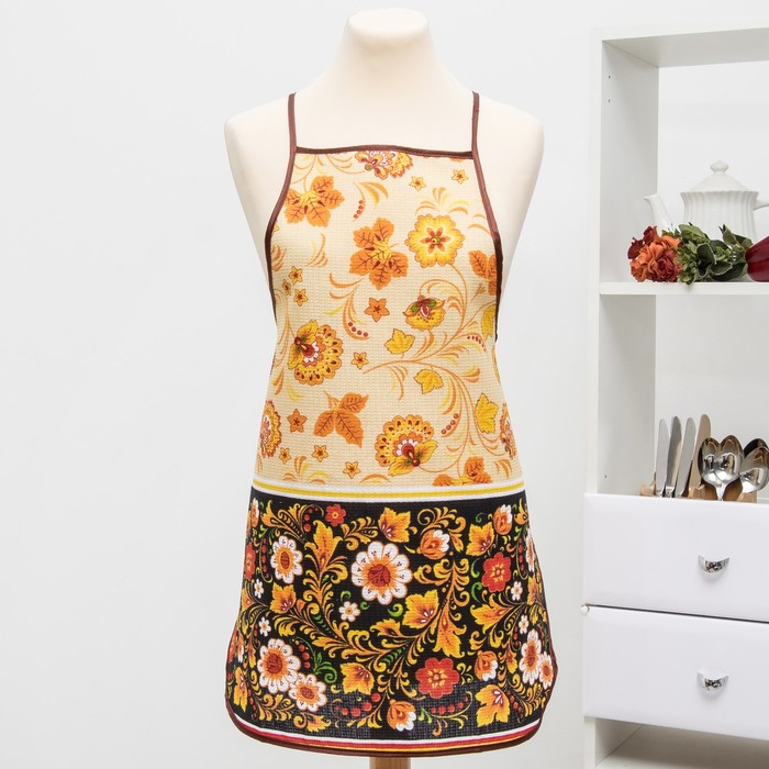 Фартук вафельный "Хохлома классическая" , размер 65х55 см,176 г/м2, хлопок 100%