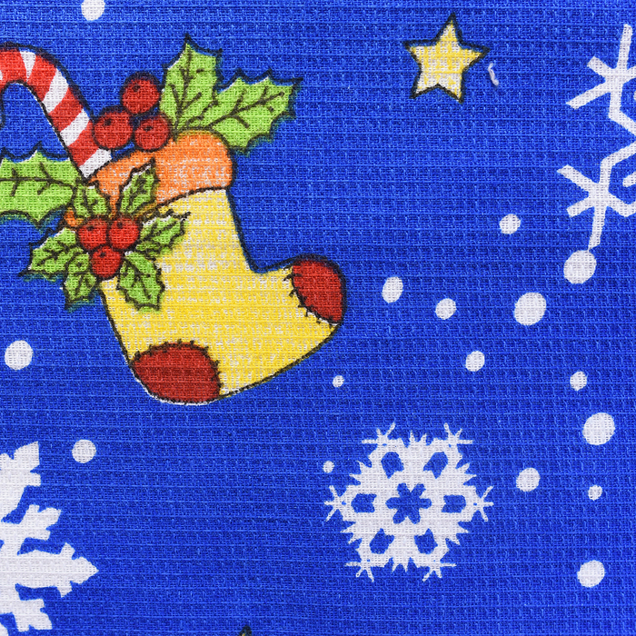 Полотенце вафельное Адель «Новогоднее настроение» синее 35х60см, 100% хлопок, 160гр/м2