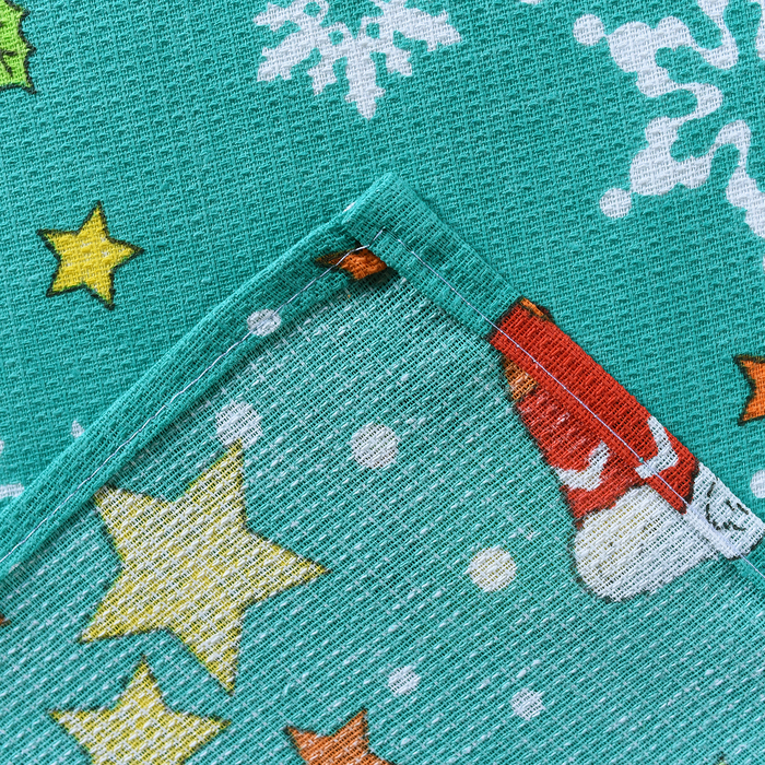 Полотенце вафельное Адель «Новогоднее настроение» зеленое 35х60см, 100% хлопок, 160гр/м2