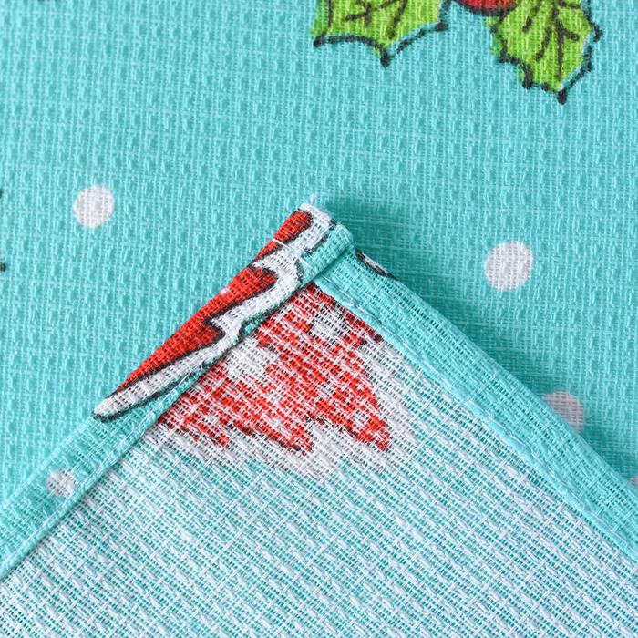 Полотенце вафельное Адель «Новогоднее настроение» голубое 45х50см, 100% хлопок, 160гр/м2