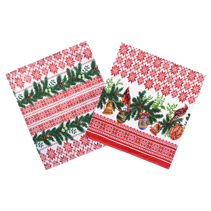 Полотенце вафельное Адель «Кардиналы» красное 45х50см, 100% хлопок, 160гр/м2