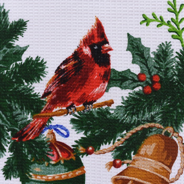 Полотенце вафельное Адель «Кардиналы» зеленое 45х50см, 100% хлопок, 160гр/м2