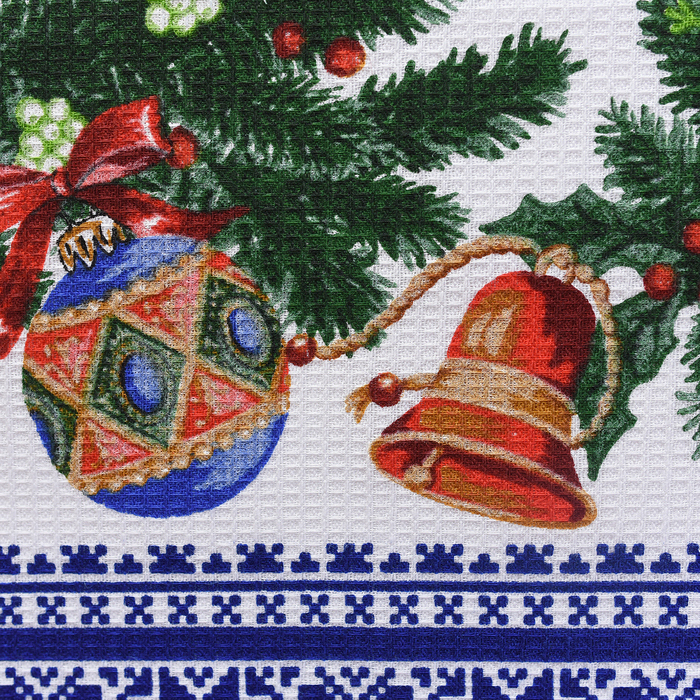 Полотенце вафельное Адель «Кардиналы» синее 45х50см, 100% хлопок, 160гр/м2