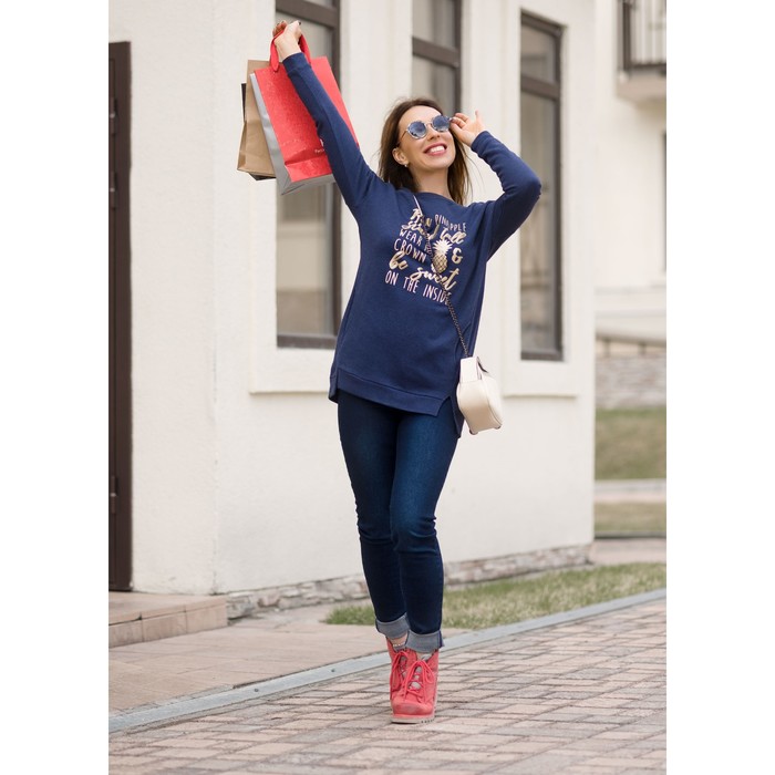 Туника женская, размер XS, цвет тёмно-синий