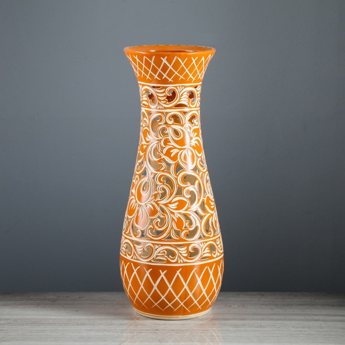 Ваза "Осень", оранжевая, резка