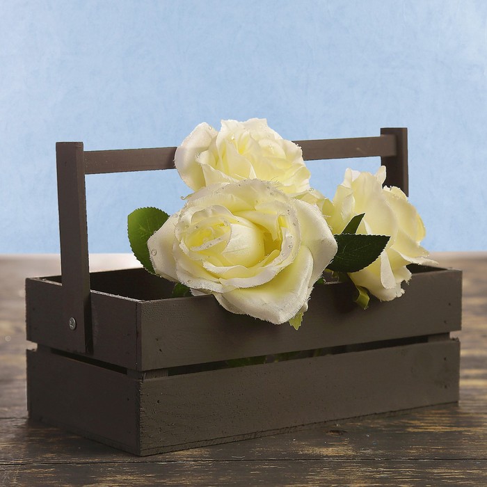 Кашпо флористическое из двух реек, складная деревянная ручка, чёрное, 24,5х13,5х9см