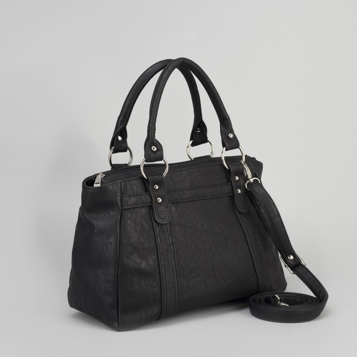 Сумка женская, отдел на молнии, наружный карман, цвет чёрный