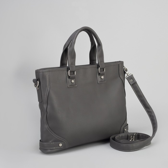 Сумка женская, отдел на молнии, наружный карман, цвет тёмно-серый