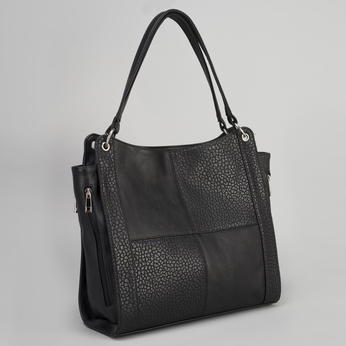 Сумка женская, отдел с перегородкой на молнии, наружный карман, цвет чёрный