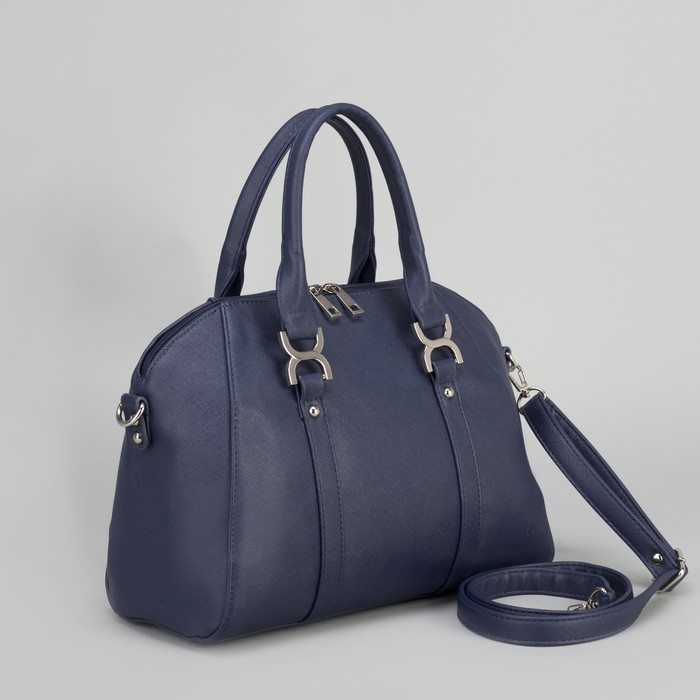 Сумка женская, отдел на молнии, наружный карман, длинный ремень, цвет синий