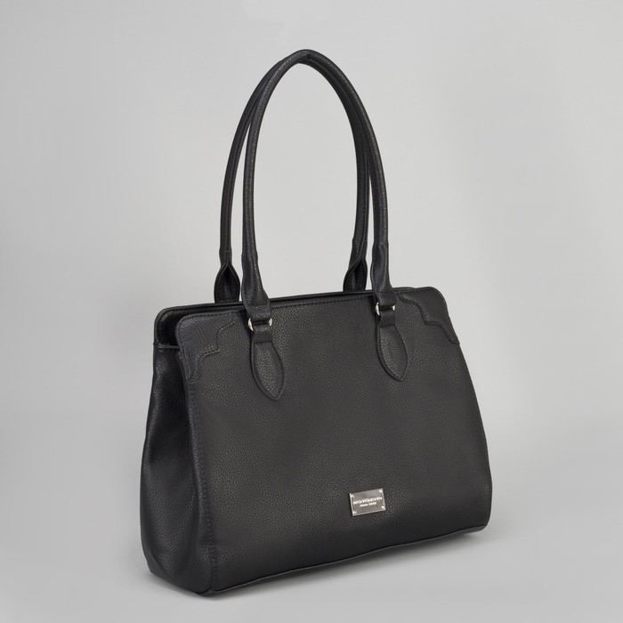 Сумка женская, 2 отдела на молниях, наружный карман, цвет чёрный