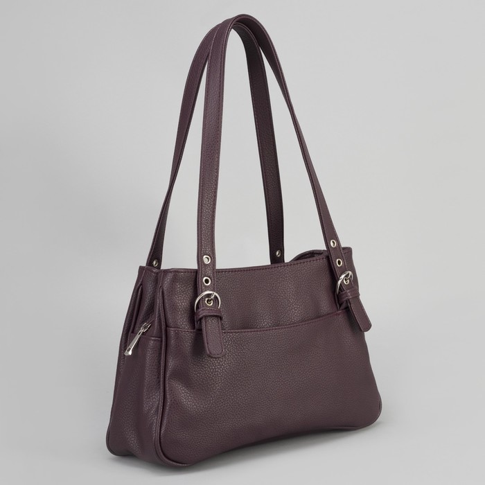 Сумка женская, 3 отдела на молнии, наружный карман, цвет вишневый