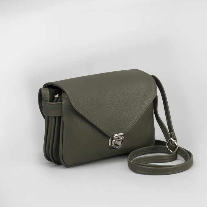 Сумка женская, 3 отдела на молнии, наружный карман, регулируемый ремень, цвет хаки