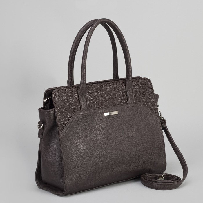 Сумка женская, отдел с перегородкой на молнии, наружный карман, длинный ремень, цвет тёмно-коричневый